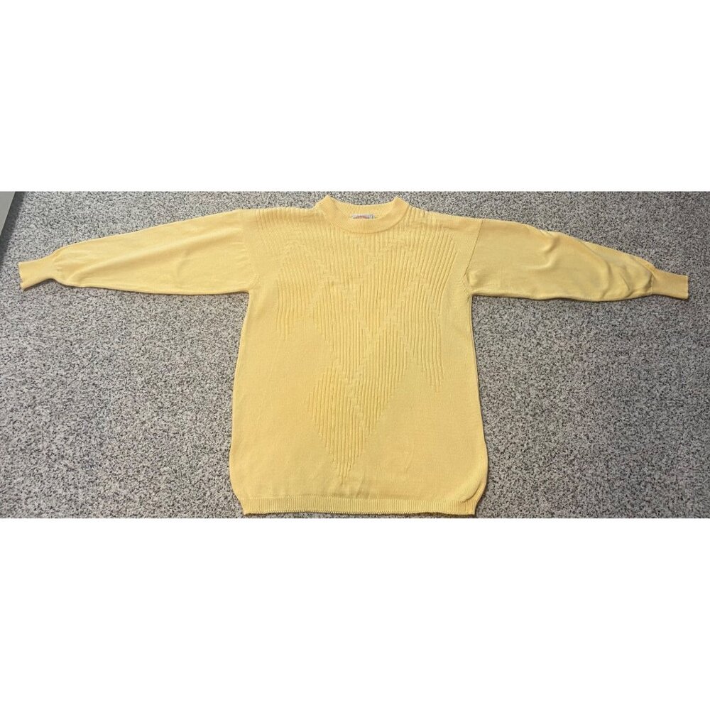 Vintage James Pringle Scotland Argyle  Diamond Pullover Sweater Yellow Medium